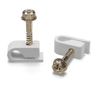 THE CIMPLE CO Single Cable Clips with Screws - 1/4 Inch Coaxial Cable Clamps Outdoor - Exterior Cord Management for Coax, CAT Ethernet, Electrical Wire - Screw Clamps for Wires - 10 PCS, White