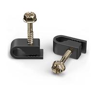 THE CIMPLE CO Single Cable Clips with Screws - 1/4 Inch Coaxial Cable Clamps Outdoor - Exterior Cord Management for Coax, CAT Ethernet, Electrical Wire - Screw Clamps for Wires - 100 PCS, Black