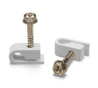 THE CIMPLE CO - Single Coaxial Cable Clips, Cat6, Electrical Wire Cable Clip, 1/4 in (6 mm) Screw Clip and Fastener, White (100 Pieces per Bag)