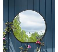 The Circulus - Black Framed Flat Bottom Circular Garden Wall Mirror - Perfect for the Mantle! 33" X 31" (84CM X 80CM)