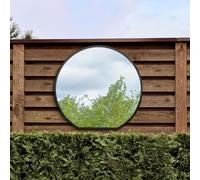 The Circulus - Black Framed Flat Bottom Circular Garden Wall Mirror - Perfect for the Mantle! 41" X 39" (105CM X 100CM)
