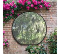 The Circulus - Black Framed Flat Bottom Circular Garden Wall Mirror - Perfect for the Mantle! 50" X 47" (126CM X 120CM)