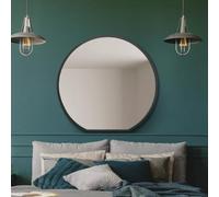 The Circulus - Black Framed Flat Bottom Circular Wall Mirror - Perfect for the Mantle! 33" X 31" (84CM X 80CM)