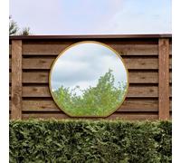 The Circulus - Gold Framed Flat Bottom Circular Garden Wall Mirror - Perfect for the Mantle! 41" X 39" (105CM X 100CM)