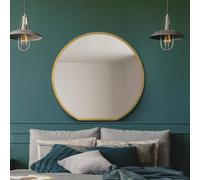 Mirroroutlet Circulus - Gold Framed Flat Bottom Circular Wall Mirror - Perfect For The Mantle! 33" X 31" (84Cm X 80Cm), Gold