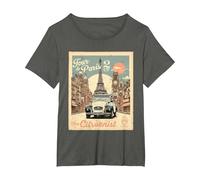 The Citroënist 2CV Eiffel Tower Tour De Paris T-Shirt, Women's Plus, Asphalt Grey, 5X