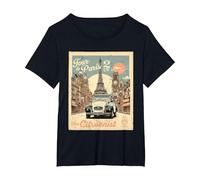 The Citroënist 2CV Eiffel Tower Tour De Paris T-Shirt, Women's Plus, Black, 6X