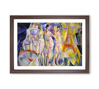 The City of Paris by Robert Delaunay Framed Print | A2 Walnut Framed Wall Art | Ready to Hang | Modern Cityscape Picture | Living Room Bedroom Lounge Office