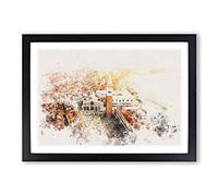 The City of Venice in Italy Watercolour Framed Print | A2 Black Framed Wall Art | Ready to Hang | Modern Cityscape Picture | Living Room Bedroom Lounge Office