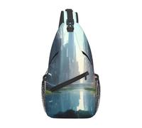 The City on the Water Casual Crossbody Bag Durable Large Capacity Lightweight and Breathable Suitable for Various Outdoor Venues