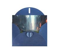 The City On The Water Horizontal Holiday Card With Blue Heart Shaped Envelope And Write Various Holiday Greetings