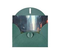 The City On The Water Horizontal Holiday Card With Dark Green Heart Shaped Envelope And Write Various Holiday Greetings