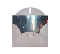 The City On The Water Horizontal Holiday Card With Gray Heart Shaped Envelope And Write Various Holiday Greetings