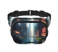 The City on the Water Pattern trendy fashionable waist bag, unisex travel sports messenger bag