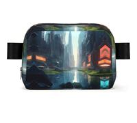 The City on the Water Square-shaped Waist Bag with Durable Polyester and Adjustable Strap for Daily Outdoor Wearing