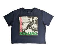 The Clash Crop Top T Shirt London Calling Band Logo Official Womens Navy XXL