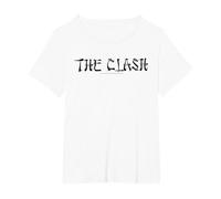 The Clash - Give 'Em Enough Rope Black Logo T-Shirt, Women's Plus, White, 2X