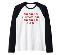 The Clash Should I Stay Or Should I Go Red Text Raglan Baseball Tee