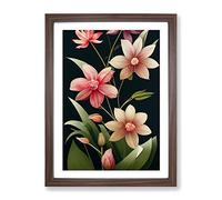 The Classic Flowers No.4 Framed Print | A2 Walnut Framed Wall Art | Ready to Hang | Classic Floral Picture | Living Room Bedroom Lounge Office