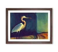 The Classic Heron Bird BLK Framed Print | A2 Walnut Framed Wall Art | Ready to Hang | Classic Animal Picture | Living Room Bedroom Lounge Office