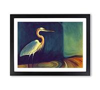 The Classic Heron Bird BLK Framed Print | A4 Black Framed Wall Art | Ready to Hang | Classic Animal Picture | Living Room Bedroom Lounge Office