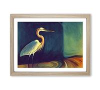 The Classic Heron Bird H1022 BLK Framed Print for Living Room Bedroom Home Office Décor, Wall Art Picture Ready to Hang, Oak A2 Frame (64 x 46 cm)