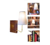 The Classic Literary Lamp, Vintage Book Design Bookshelf Lamp, Stylish Vintage Desk Lamp with Linen Shade Unique Decorative Lamp for Home Office Library and Study Beige