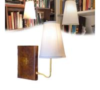 The Classic Literary Lamp, Vintage Book Design Table Lamp Vintage Book-Style Table Lamp with Linen Shade, Unique Decorative Lamp for Bookshelf or Living Room, Antique Brass Finish