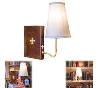 The Classic Literary Lamp Vintage Book Design Table Lamp with Linen Shade Bookshelf Desk Light Decor for Home Office Library Study
