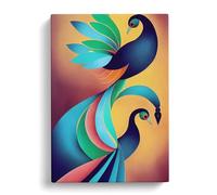 The Classical Peacock Abstract Peach Canvas Print | Gallery Wrapped 30mm Frame Wall Art | 30x20 inches | Ready to Hang | Abstract Still Life Picture | Living Room Bedroom Lounge Office