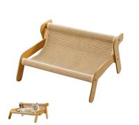 The Claw Lounge Scratcher Couch, Wooden Sisal Chair Lounger, 2-in-1 Scratch Pad Bed, Durable Modern Furniture for Indoor Cats(Bamboo Mat)