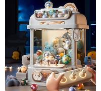 The Claw Machine with Remote Control , Claw Machine Arcade Game with 8 Planets,2 Panda Doll,25 Dolls,20 Gashapons Christmas Birthday Gifts for Boys,Girls ,White