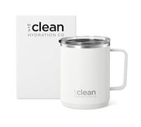 The Clean Hydration Company Coffee Cup Travel Mug Insulated - 12 Oz | Ceramic Lined Tumbler Cup with Lid | Reusable Office Mug | Double Wall Vacuum Eco-Friendly, BPA-Free (White)
