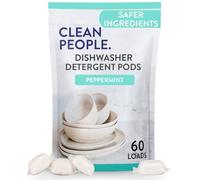 The Clean People Dishwasher Pods - Cuts Grease & Rinses Sparkling Clean - Residue-Free - Phosphate Free Dishwashing Pods - Peppermint, 60 Pack
