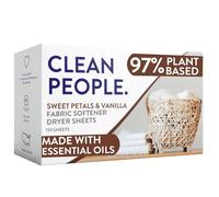 The Clean People Fabric Softener Sheets - Dryer Sheets - Softens & Removes Static Cling - Vegan Laundry Softener, Essential Oils (120 Count, Sweet Petals)