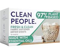 The Clean People Fabric Softener Sheets - Dryer Sheets - Softens & Removes Static Cling - Vegan Laundry Softener, Essential Oils (120 Count, Fresh Scent)