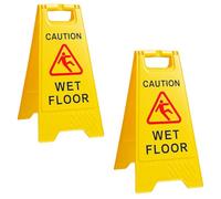 The Cleaning Expert Caution Wet Floor Sign - 60cm Yellow High-Visibility Safety Sign with Slip Hazard Symbol - Lightweight, Foldable & Durable for Home, Business & Commercial Use - 1/2/4 Pack (2)
