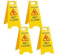 The Cleaning Expert Caution Wet Floor Sign - 60cm Yellow High-Visibility Safety Sign with Slip Hazard Symbol - Lightweight, Foldable & Durable for Home, Business & Commercial Use - 1/2/4 Pack (4)