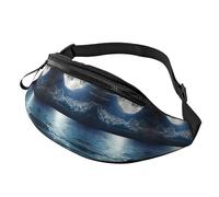 The Clear Blue Ocean Fanny Pack Sky Crossbody Bag Moon Hands-Free Bag Runners 14X35CM