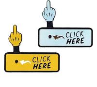 The Click Here Surprise Button - Hilarious Prank Gift, Novelty Fidget Clicker Toy for Desk Decor, Funny Office Gag Gift for Adults, Stress Relief Humor Accessory (Blue+Yellow)