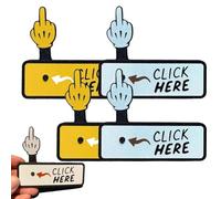 The "Click Here" Surprise Button - Hilarious Prank Toy, 3D Printed Middle Finger Prank Toy, Funny Pop-Up Finger Button, Clicker Fidget Toys Desk Decor Gift Idea for Adults Her Him(White*2++Yellow*2)