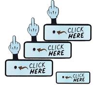 The Click Here Surprise Button - Hilarious Prank Toy, 3D Printed Pop-Up Middle Finger Prank Toy, Funny Clicker Fidget Gag Gift for Women Men, Novelty Office Humor and Stress Relief(White*3)