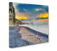 The Cliffs at Normandy in France Canvas Print | Gallery Wrapped 30mm Frame Wall Art | 20x20 inches | Ready to Hang | Abstract Landscape Picture | Living Room Bedroom Lounge Office