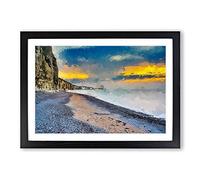 The Cliffs at Normandy in France in Abstract Framed Print | A2 Black Framed Wall Art | Ready to Hang | Abstract Landscape Picture | Living Room Bedroom Lounge Office