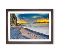 The Cliffs at Normandy in France in Abstract Framed Print | A2 Walnut Framed Wall Art | Ready to Hang | Abstract Landscape Picture | Living Room Bedroom Lounge Office