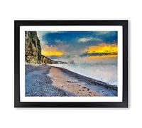 The Cliffs At Normandy In France In Abstract Modern Art Framed Print | A4 Black Framed Wall Art | Ready to Hang | Abstract Landscape Picture | Living Room Bedroom Lounge Office