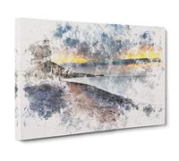 The Cliffs at Normandy in France Watercolour Canvas Print | Gallery Wrapped 30mm Frame Wall Art | 30x20 inches | Ready to Hang | Modern Landscape Picture | Living Room Bedroom Lounge Office