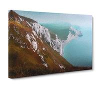 The Cliffs of the Jurassic Coast Canvas Print | Gallery Wrapped 30mm Frame Wall Art | 30x20 inches | Ready to Hang | Modern Seascape Picture | Living Room Bedroom Lounge Office