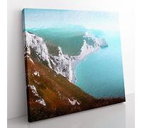 The Cliffs of the Jurassic Coast Modern Canvas Wall Art Print Ready to Hang, Framed Picture for Living Room Bedroom Home Office Décor, 50x50 cm (20x20 Inch)