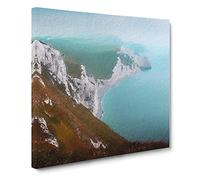 The Cliffs of the Jurassic Coast Modern Canvas Wall Art Print Ready to Hang, Framed Picture for Living Room Bedroom Home Office Décor, 20x20 Inch (50x50 cm)
